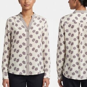 Zoe & Sam 100% Silk Floral Button-Down Blouse - Made in USA